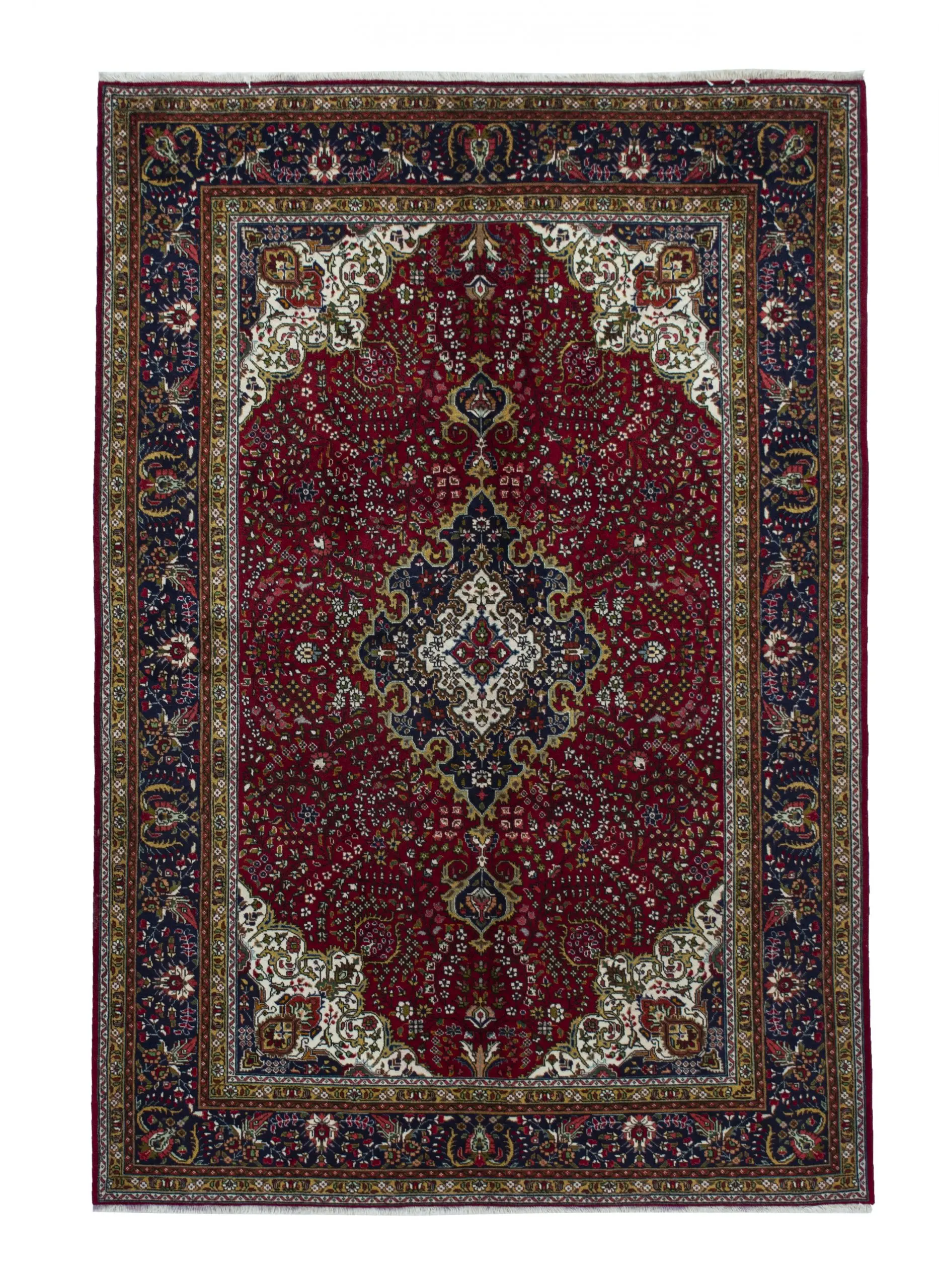 red botanical tabriz rug, Persian Hand Knotted Tabriz Lamb Wool German Dye Iran (300×196)cm