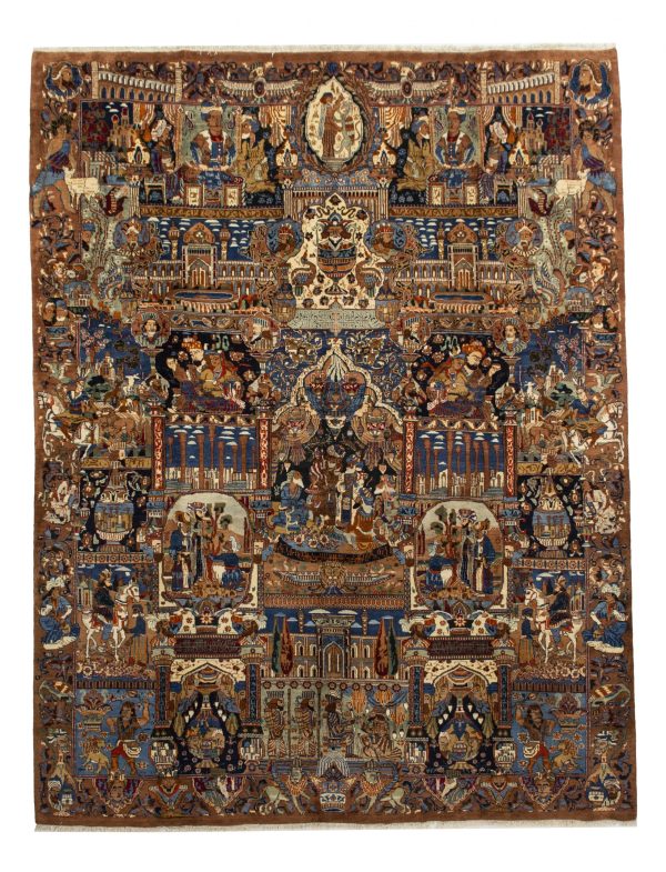 Neshaboor Vintage Historical Persian Rug Double Hand knotted Natural Dye Iran(383×298)cm