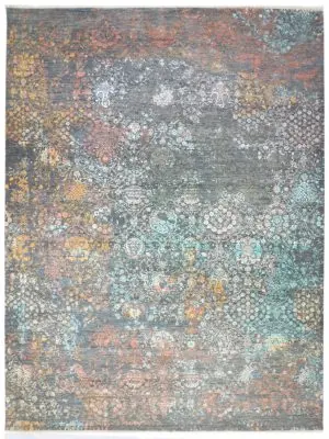 Indian Wool and Silk Floral Field Rug 372 x 275 cm
