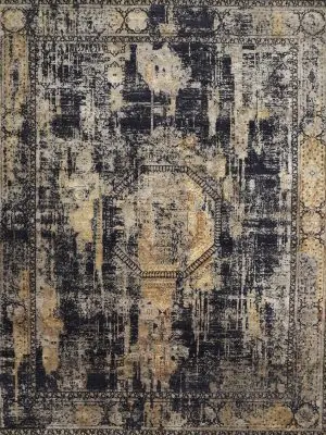 Transitional Area Rug, Rust, Black Wool & Silk German Dye Indian Sold(369×285)cm