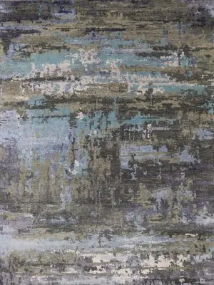 Indian Abstract Rug Large Sea Green Wool
