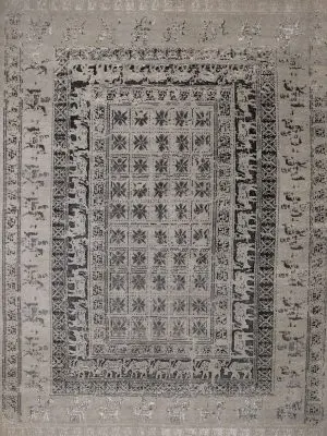 Wool and silk pazyryk rug