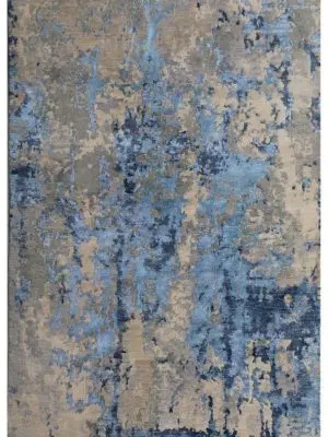 Abstract Blue Wool and Silk Rug India Sold(300×248)cm