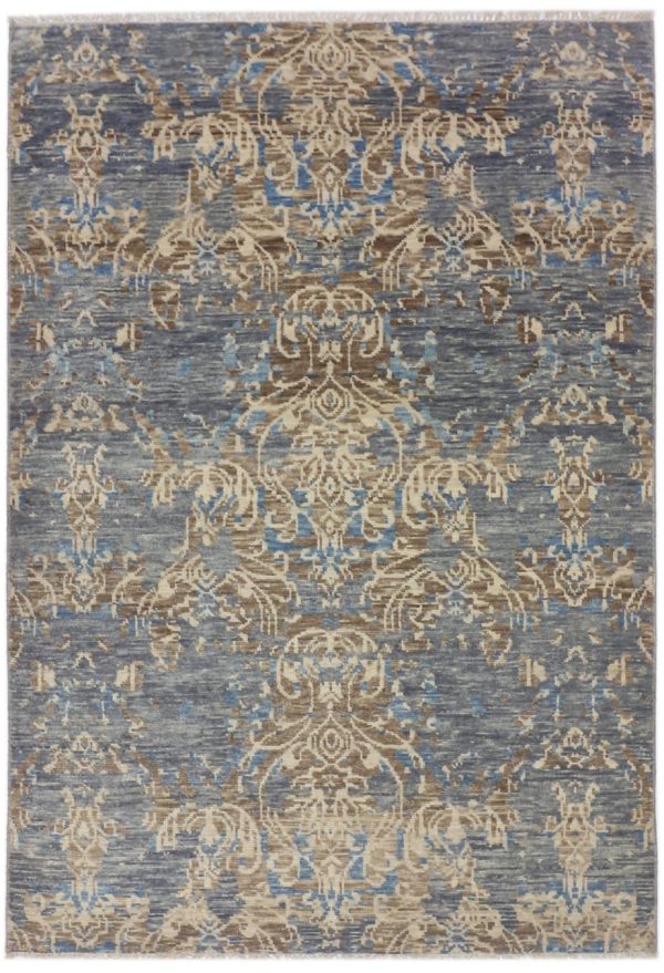 Vase Design Rug Blue, Cream Wool India (237×162)cm