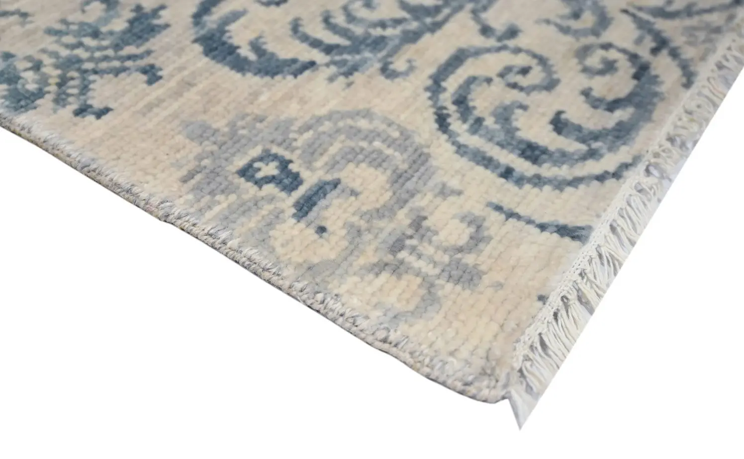Indian Contemporary Blue and Cream Rug 416 x 299 cm