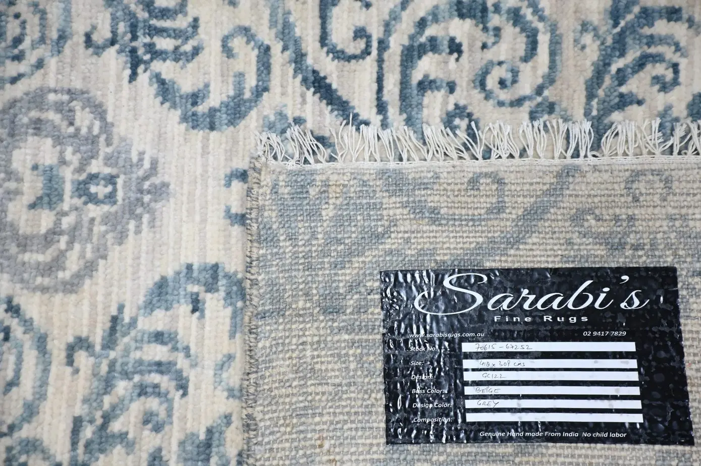 Genteel Floral Designer Rug 364 x 273 cm - Sarabi's Fine... Traditional Blue and Cream Rug