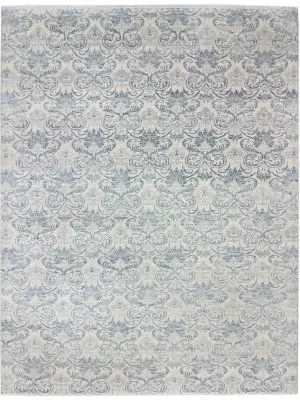 Indian Contemporary Blue and Cream Rug 416 x 299 cm