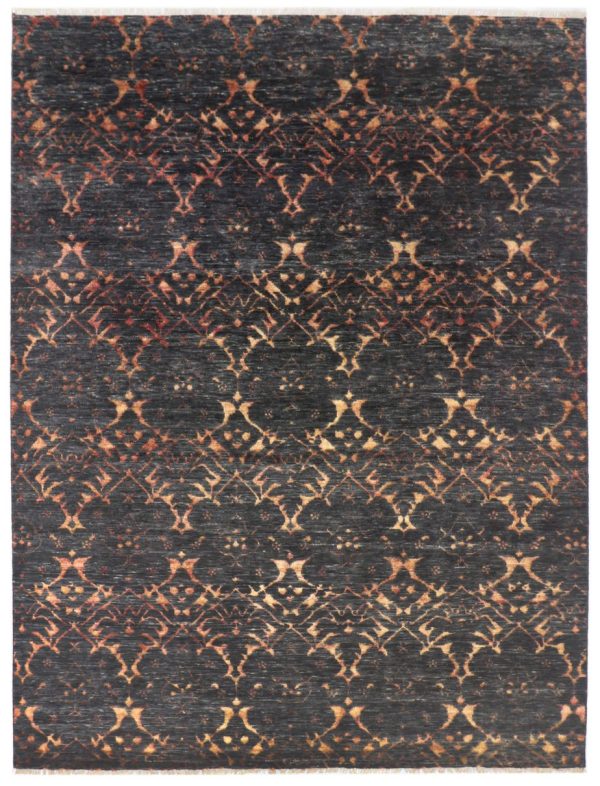 contemporary hand knotted Rug Weg Dye Wool& Bamboo Silk India(366x273)cmcm