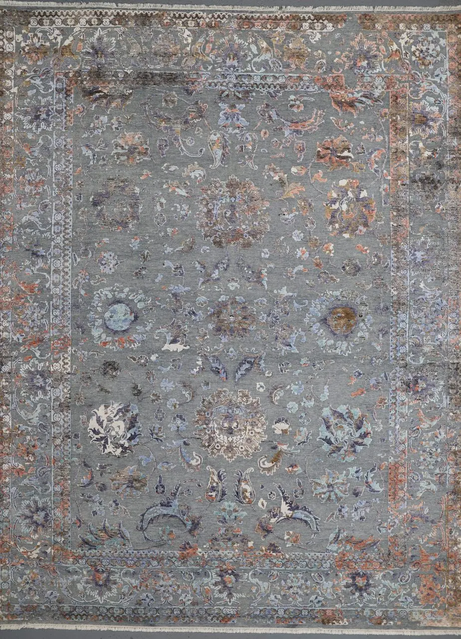 grey garden transitional rug, Transitional garden rug
