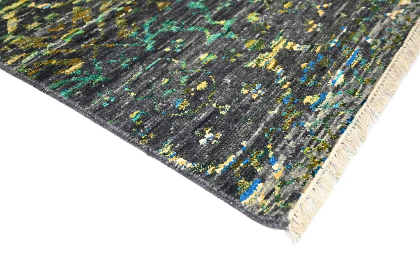 Indian Velvet Moss Green Rug 272 x 161 cm