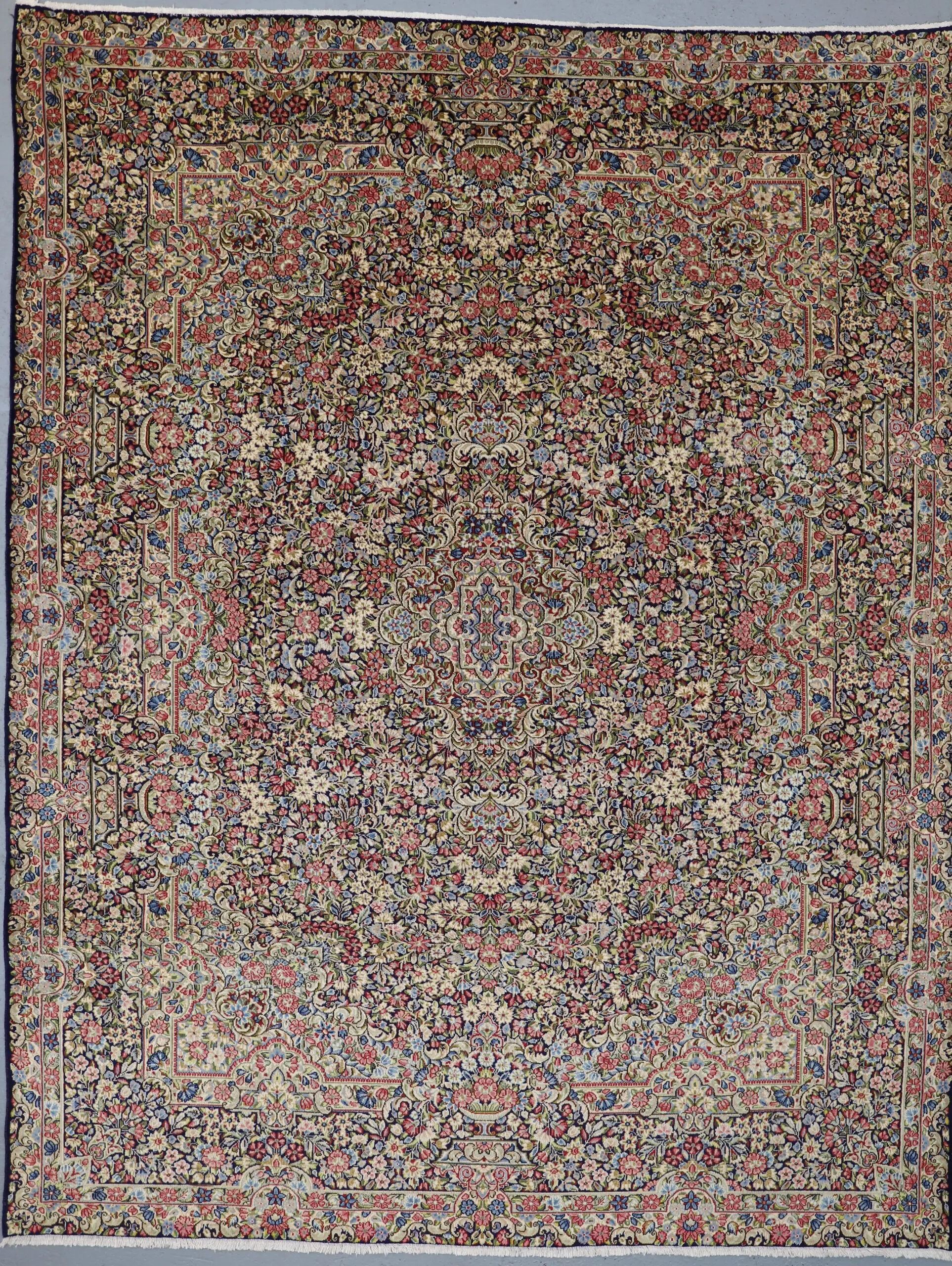 blue kerman persian rug, Kerman Persian Rug Traditional Wed Dye (370×287)cm