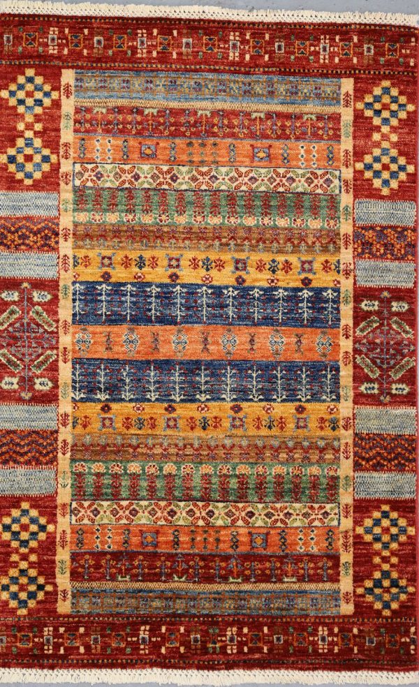 Pictorial Gabbeh Oriental Rug German Dye Hand knotted Wool Afghn (152×98)cm