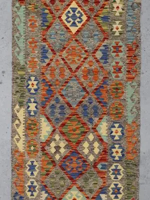 Afghan Killim Hall Runner 396 x 77 cm