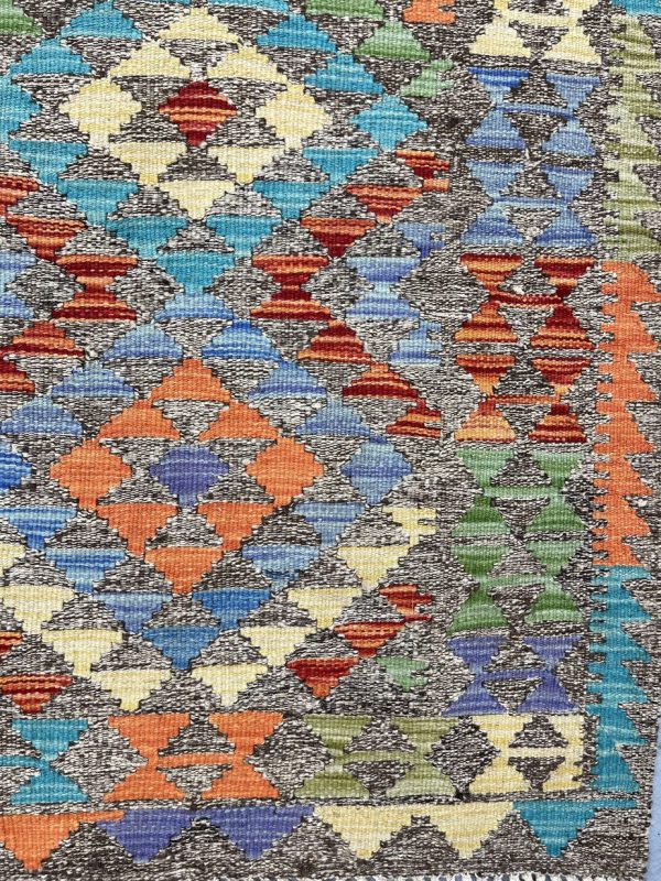 Choobi Killim Runner Bold German Dye Wool Afghan 380×89