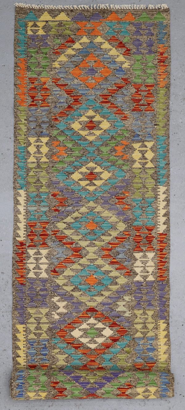 Choobi Killim Runner Bold German Dye Wool Afghan 380×89