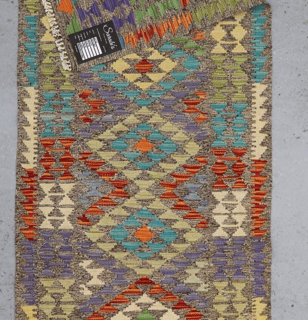 Choobi Killim runner german Dye Wool afghan  (384×80)cm - Image 5