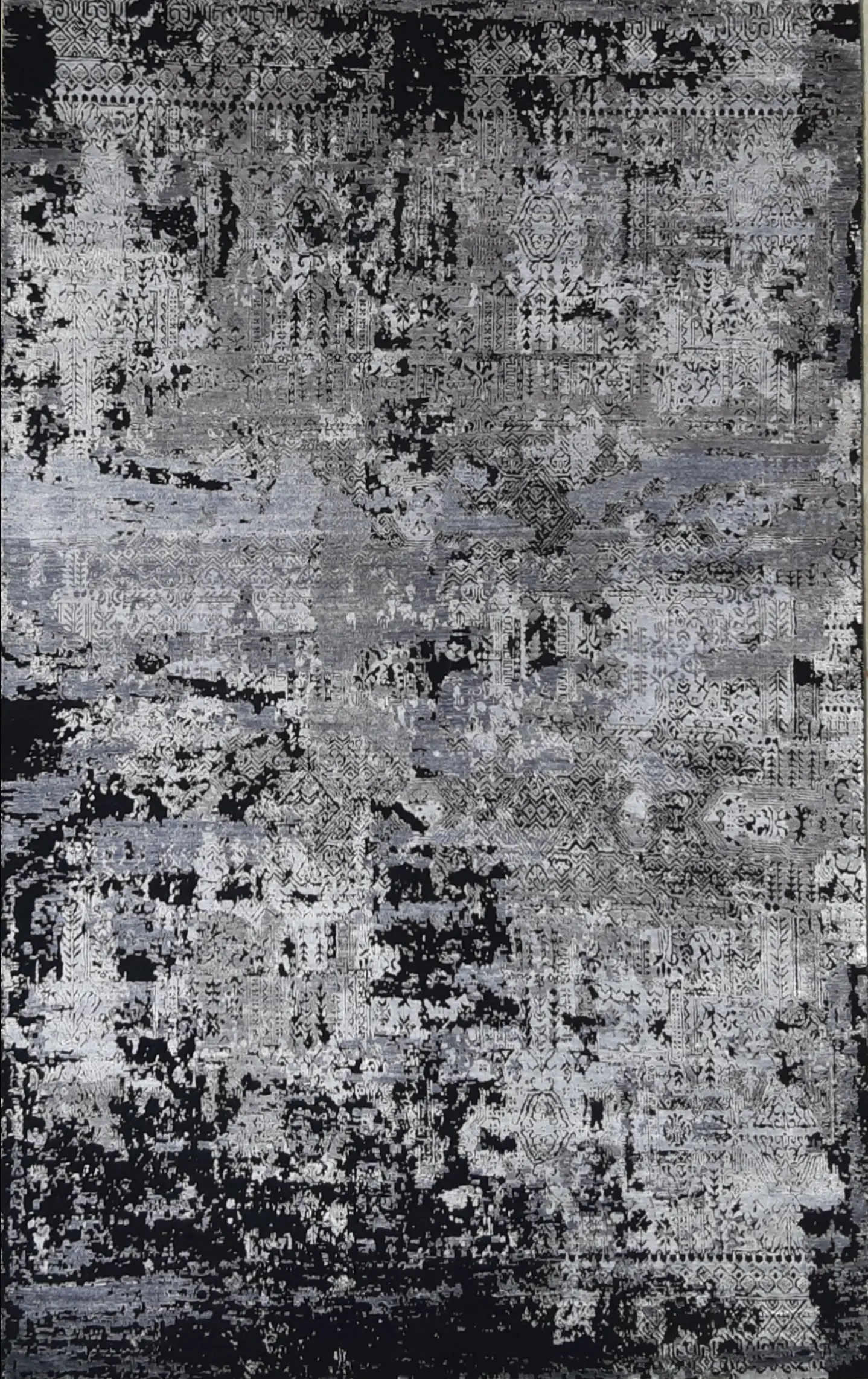 grey black transitional rug, silk Transitional rug