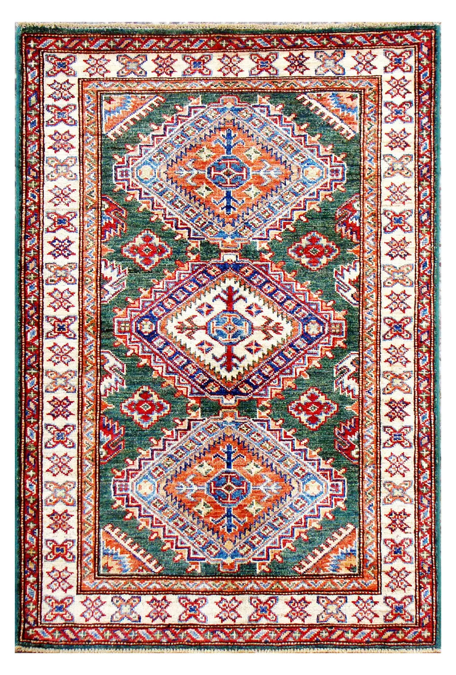 sea green kazak rug, kazak rug