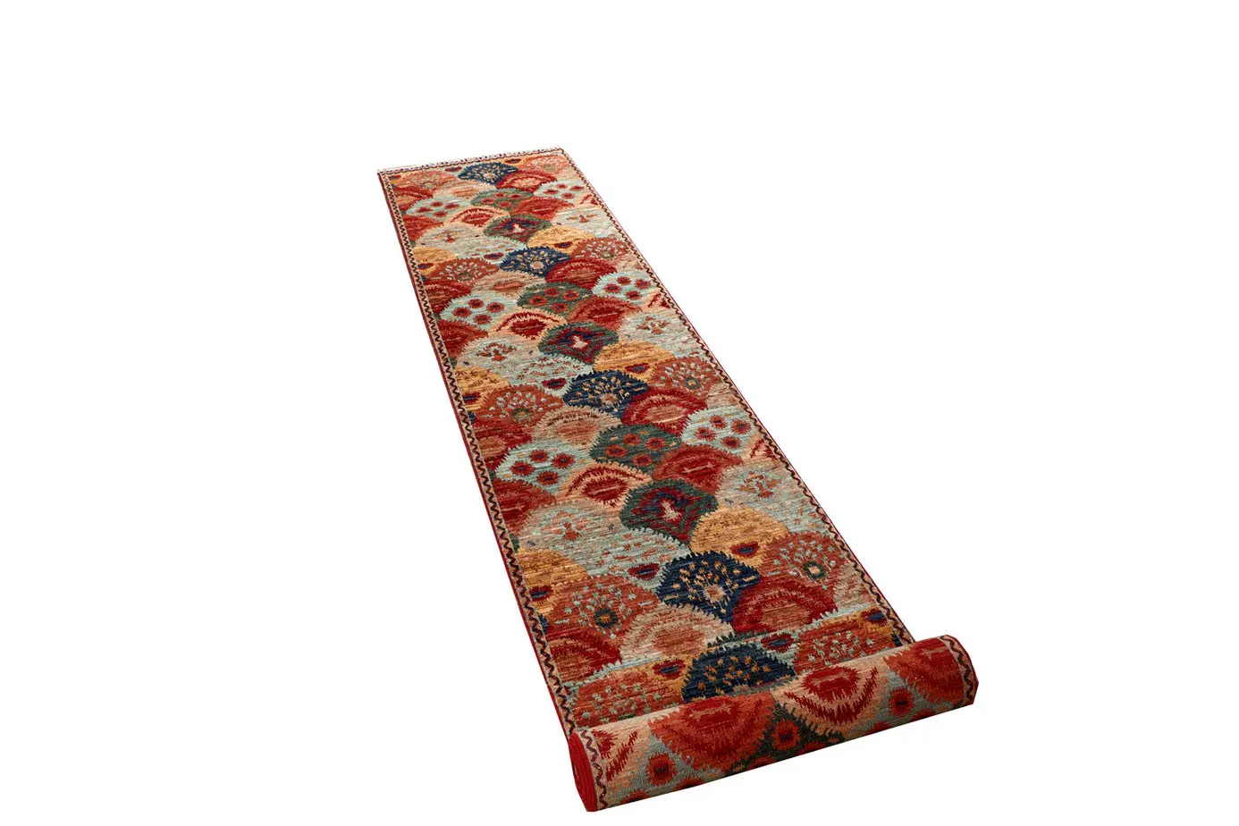 Peacock Khorjin Runner Designer Rug, Fine Lamb Wool, Veg Dye, Double Hand Knotted Afghan(609 x 89)Cm