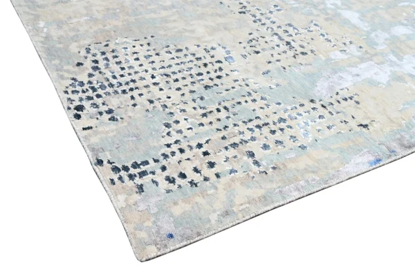 Abstract Blue Silver Designer Rug , Double Hand Knotted, NZ Handspan Wool, Weg Dye, Jaipur (465X265)cm - Image 3