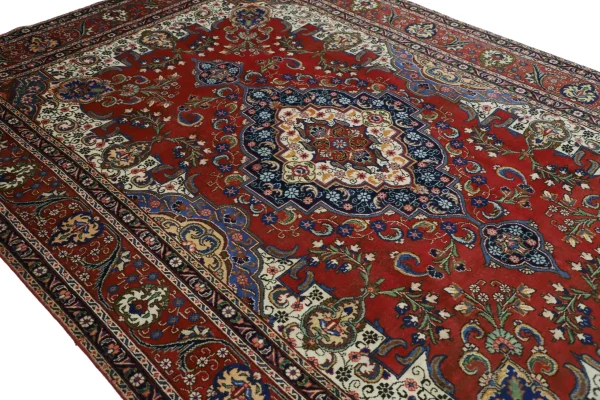 Red Floral Medallion Tabriz Gereman Dye Iran Soft Wool (345 x 245)cm