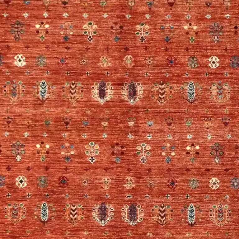 Amber Transitional Designer Rug, Double Hand Knotted, Fine NZ Wool, Veg Dye Afghan (309 x 207)cm, amber transitional rug, close-up detail 2