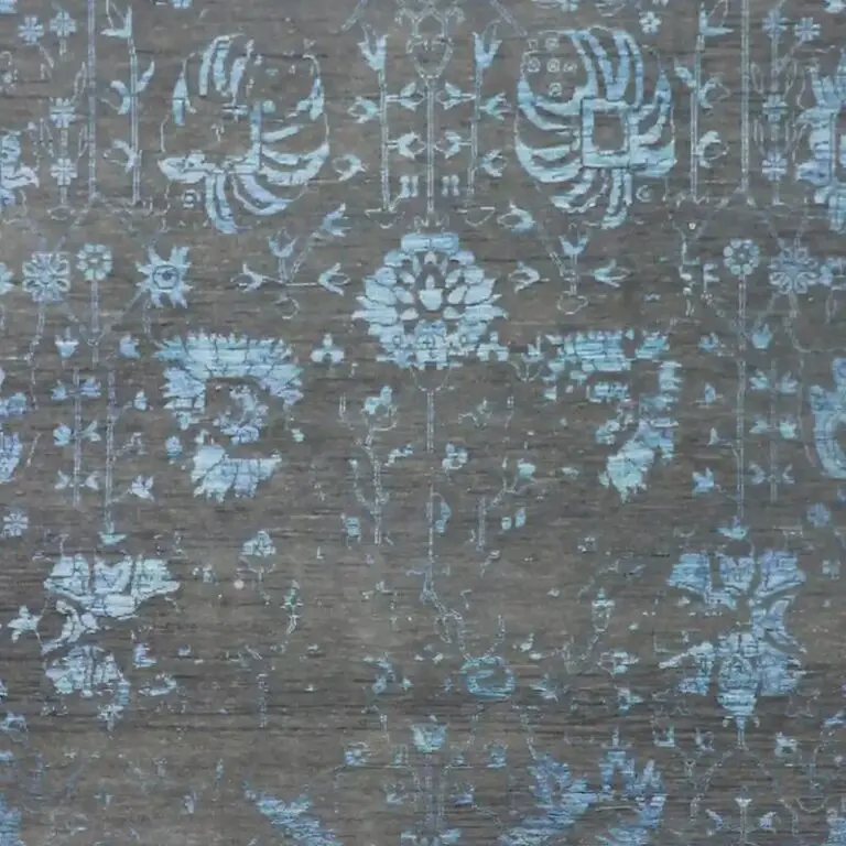 Arctic Blue Transitional Double hand Knotted Rug NZ Wool & Bamboo Silk Veg Dye India(360 x 270)cm, arctic blue transitional rug, close-up detail 3