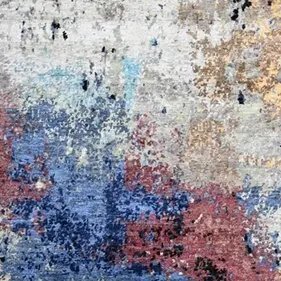 Artist Palette Abstract Designer NZ Wool & Silk Rug, Double Hand Knotted, Veg Dye Jaipur (304 x 240)cm, artist palette abstract rug, close-up detail 1