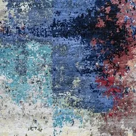 Artist Palette Abstract Designer NZ Wool & Silk Rug, Double Hand Knotted, Veg Dye Jaipur (304 x 240)cm, artist palette abstract rug, close-up detail 3