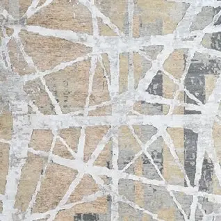 Broken Mirror Contemporary Designer NZ Wool & Silk Rug, Double Hand Knotted, Veg Dye, Jai145pur (414 x 302)cm, beige cream contemporary rug, close-up detail 1