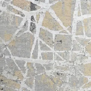 Broken Mirror Contemporary Designer NZ Wool & Silk Rug, Double Hand Knotted, Veg Dye, Jai145pur (414 x 302)cm, beige cream contemporary rug, close-up detail 3