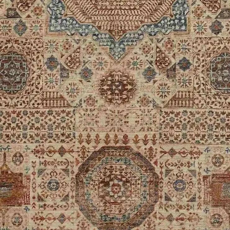 Mamluk Rug - 290 x 197, beige mamluk geometric rug, close-up detail 3