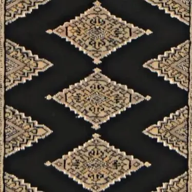 Classic Black Jaldar Runner NZ Wool & Silk Veg Dye (242 x 75), black jaldar runner, close-up detail 3