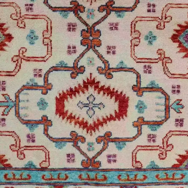 Abshari Rug - 242 x 168, blue abshari bamboo silk rug, close-up detail 3