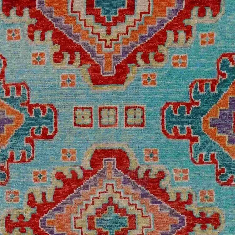 Abshari Rug - 234 x 162, blue afghan abshari rug, close-up detail 1