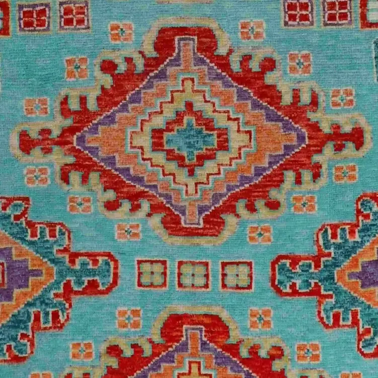 Abshari Rug - 234 x 162, blue afghan abshari rug, close-up detail 3