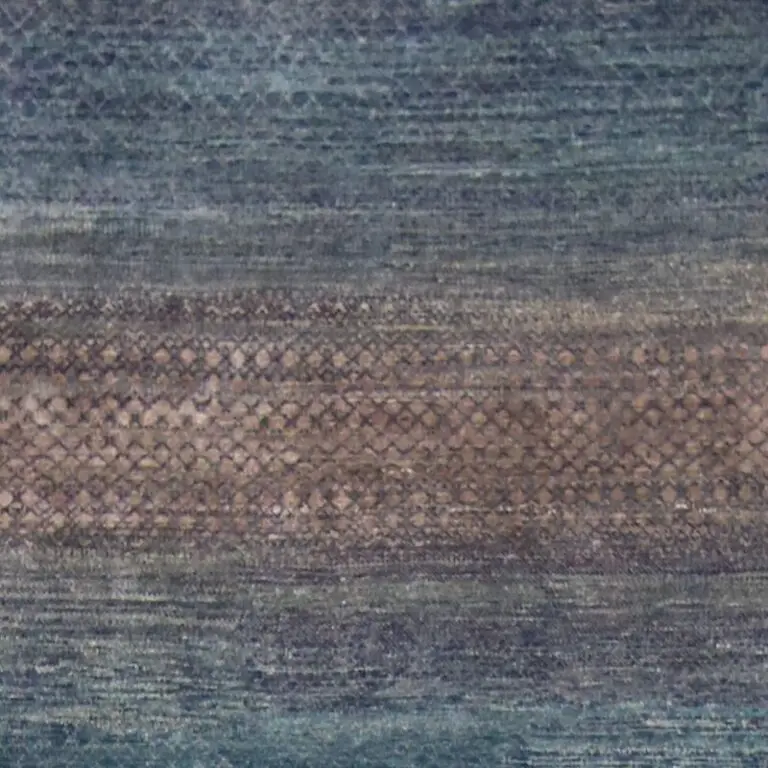 Peacock Blue Brown Rainbow Rug - 420 x 303 cms, blue brown rainbow rug, close-up detail 1