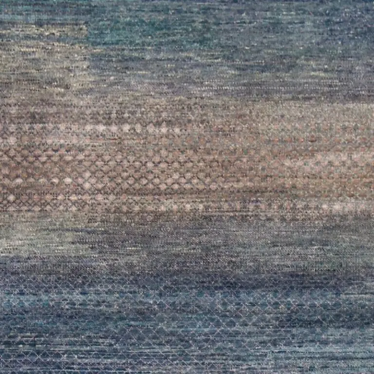Peacock Blue Brown Rainbow Rug - 420 x 303 cms, blue brown rainbow rug, close-up detail 3