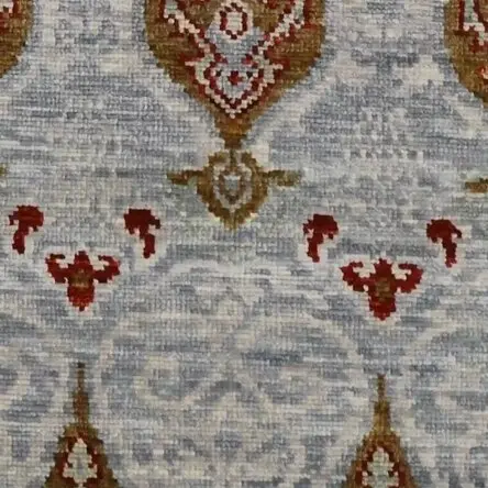 Contemporary Designer Hall Runner, Double hand Hnotted, NZ Handspun Wool, Veg Dye, India(302 x 94)cm, blue contemporary runner, close-up detail 3