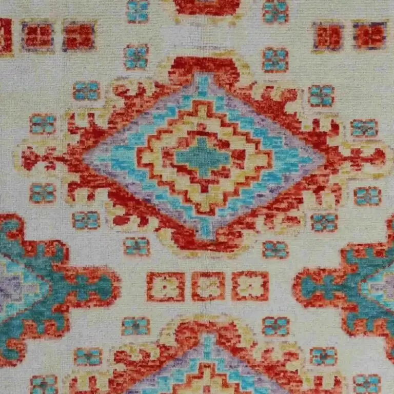 Abshari Rug - 247 x 176, blue german dyed abshari rug, close-up detail 3