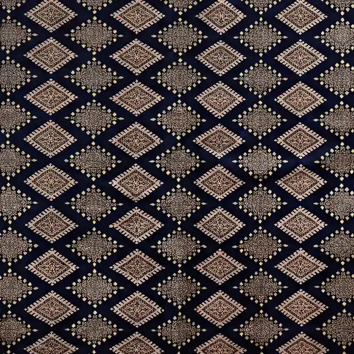 Nevi Blue Jaldar rug Hand Knotted, NZ Wool & silk, Veg Dye, Pakistan (415 x 306)cm, blue jaldar rug, close-up detail 3