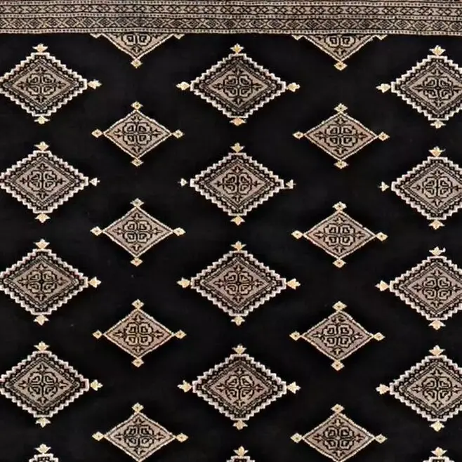 Kashmiri Rug - 253 x 168, blue kashmiri tribal rug, close-up detail 1