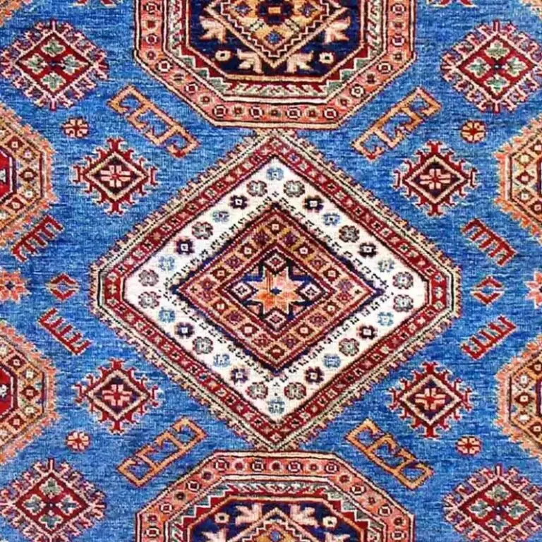 Super Kazak Rug - 200 x 147, blue kazak rug, close-up detail 2