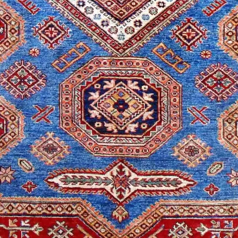 Super Kazak Rug - 200 x 147, blue kazak rug, close-up detail 3