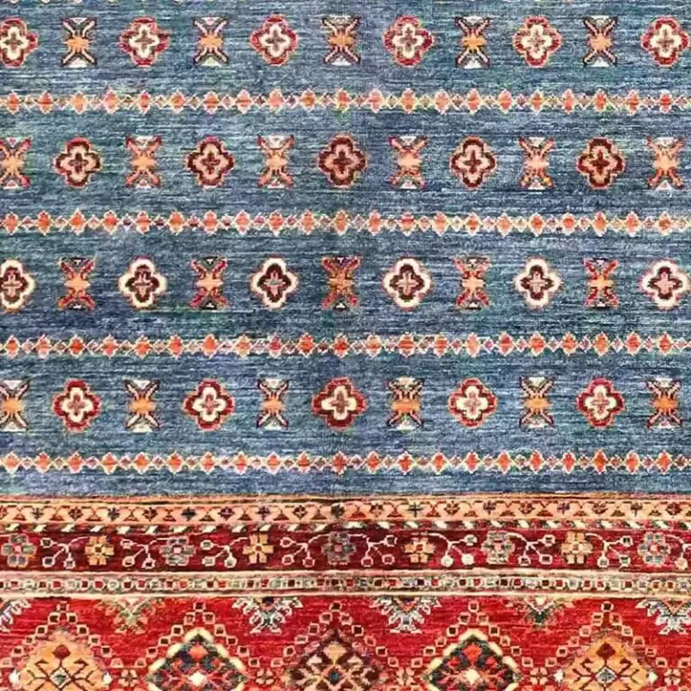 Khorjin Rug - 231 x 162, blue khorjin rug, close-up detail 3