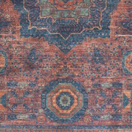 Super Fine Quality Mamluk Double Hand Knotted Fine lamb Wool Veg Dye Afghan(202 x 153)cm, blue mamluk afghan rug, close-up detail 3