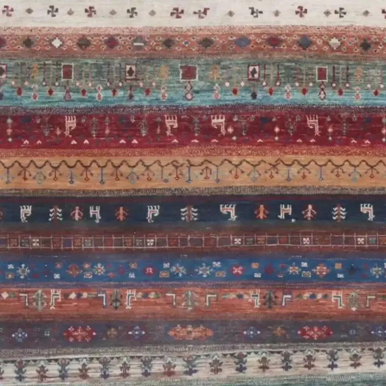 Gabbeh Rug - 311 x 203, blue natural dye gabbeh rug, close-up detail 1