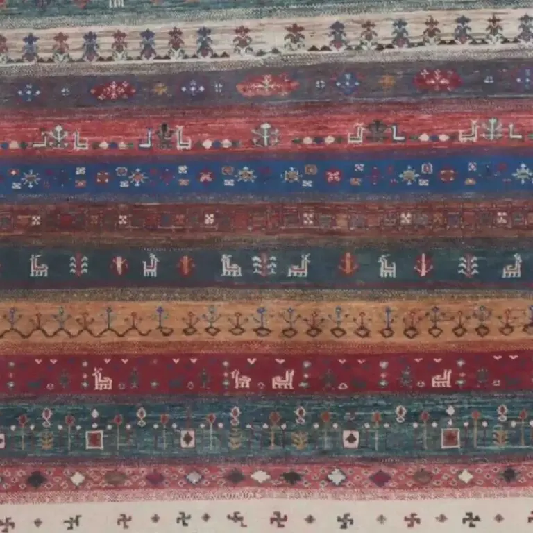 Gabbeh Rug - 311 x 203, blue natural dye gabbeh rug, close-up detail 3
