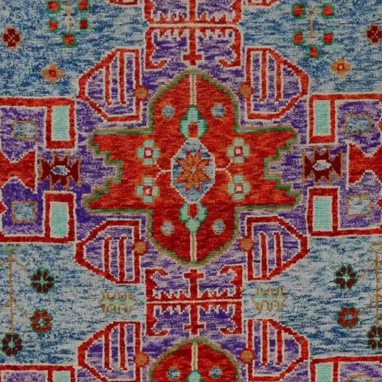 Abshari Rug - 228 x 169, blue nz wool abshari rug, close-up detail 1