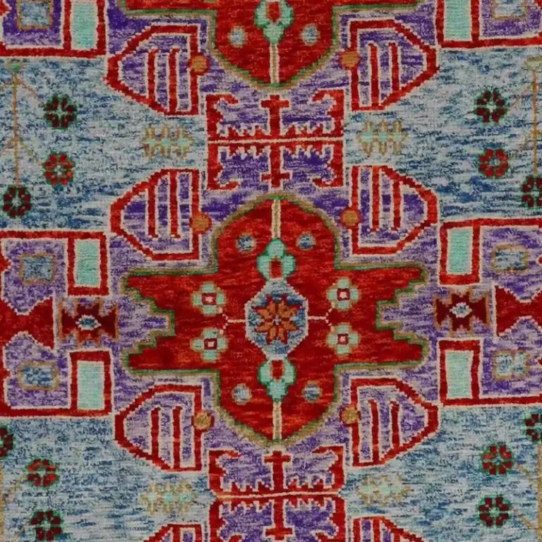 Abshari Rug - 228 x 169, blue nz wool abshari rug, close-up detail 2
